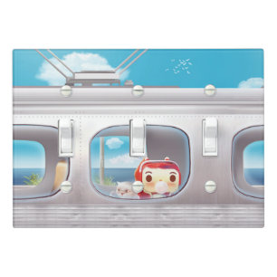 Scenic Train Ride: Bunny Girl & Cat Window Seat Light Switch Cover