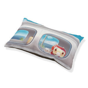 Scenic Train Ride: Bunny Girl & Cat Window Seat Pet Bed
