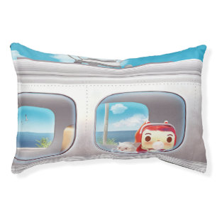 Scenic Train Ride: Bunny Girl & Cat Window Seat Pet Bed