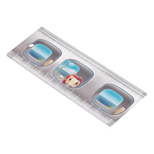 Scenic Train Ride: Bunny Girl & Cat Window Seat Ruler