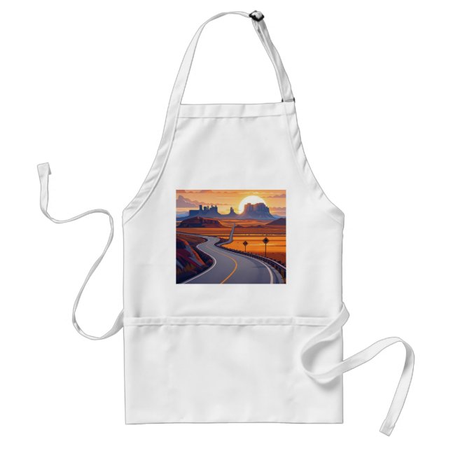 Scenic travel adventures on winding road adult apron (Front)
