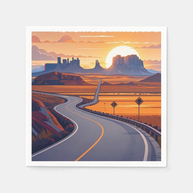 Scenic travel adventures on winding road napkins (Front)