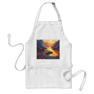 Scenic travel on winding road, sunsets adult apron