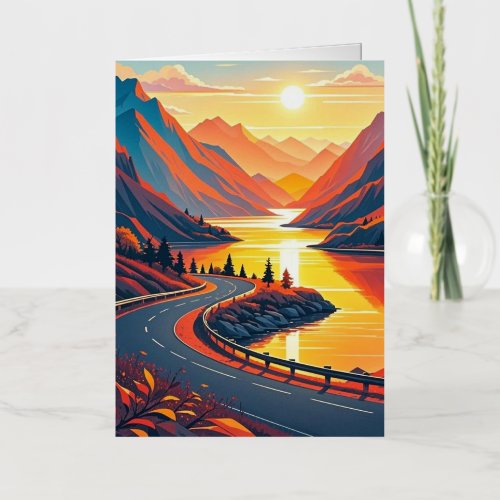 Scenic travel on winding road, sunsets