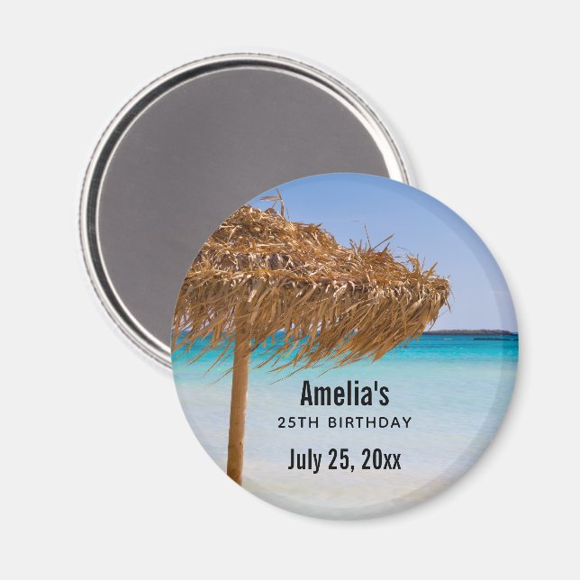 Scenic Tropical Beach Birthday Party Date Magnet (Front/Back)