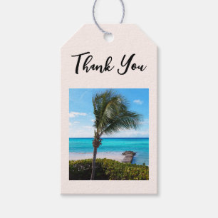 Scenic Tropical Beach Breezy Palm Tree Thank You Gift Tags