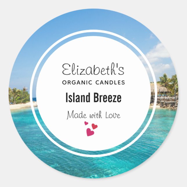 Scenic Tropical Beach Candle Soap Scent Classic Round Sticker (Front)