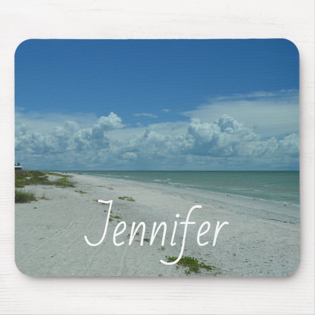 Scenic Tropical Beach Horizon Photo Add Name Mouse Pad (Front)