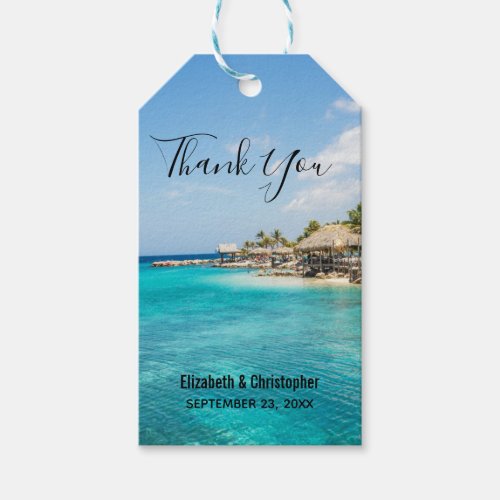 Scenic Tropical Beach Island Photo Thank You Gift Tags