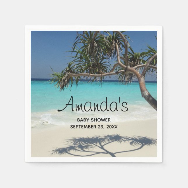 Scenic Tropical Beach Ocean Paradise Baby Shower Napkins (Front)