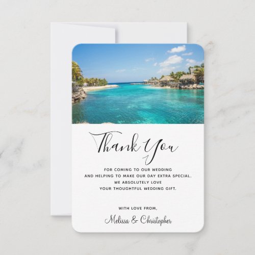 Scenic Tropical Beach Resort Destination Wedding Thank You Card