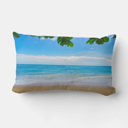 Scenic Tropical Beach Sun Sand and Surf Lumbar Pillow | Zazzle