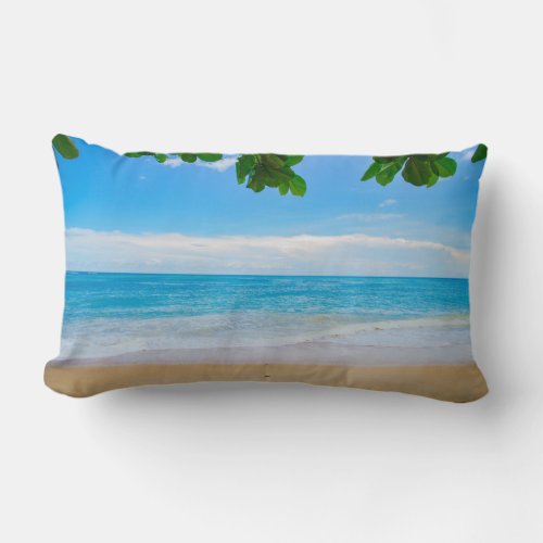 Scenic Tropical Beach Sun Sand and Surf Lumbar Pillow