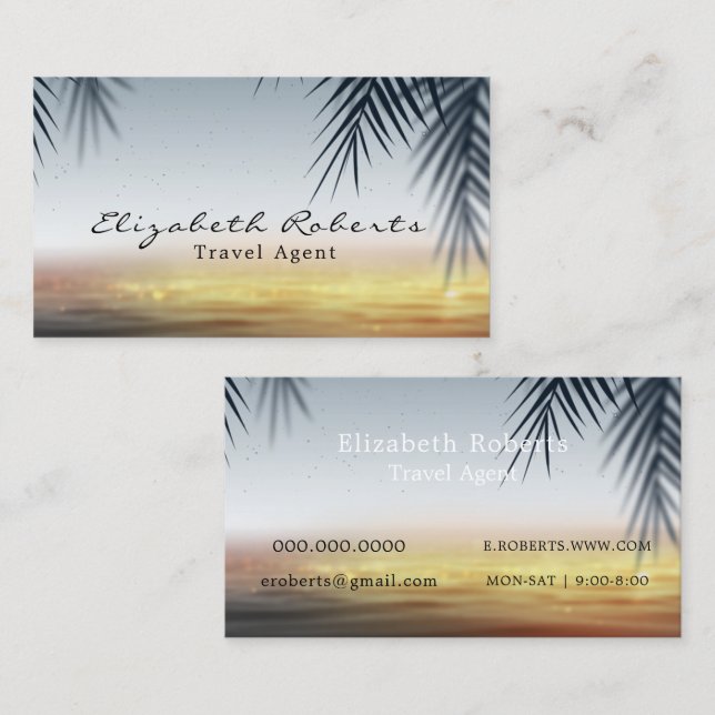 Scenic Tropical Beach Travel Agent Business Card (Front/Back)