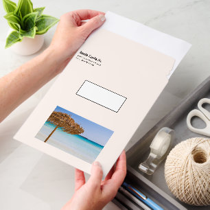Scenic Tropical Beach with Straw Umbrella Address Envelope Mailers