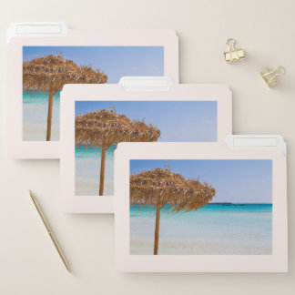 Scenic Tropical Beach with Straw Umbrella File Folder