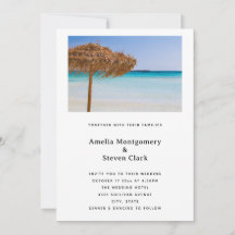 Scenic Tropical Beach with Straw Umbrella Wedding