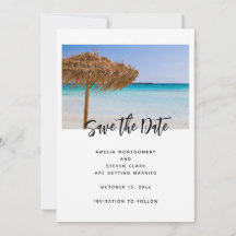 Scenic Tropical Beach with Straw Umbrella Wedding