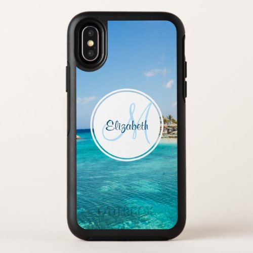 Scenic Tropical Beach with Thatched Huts Photo OtterBox Symmetry iPhone X Case