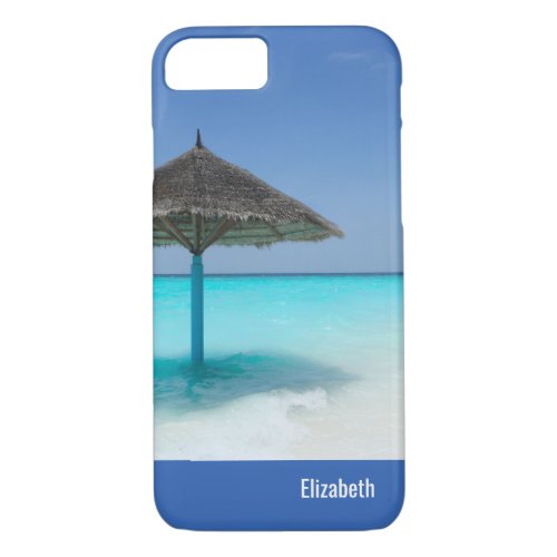 Scenic Tropical Beach with Thatched Umbrella iPhone 87 Case