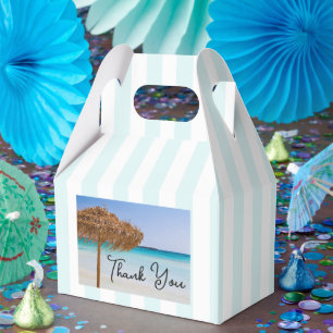 Scenic Tropical Beach with Umbrella Thank You Favor Boxes