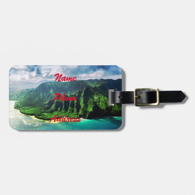 Scenic Tropical kauai Hawaii Island Luggage Tag (Front Horizontal)