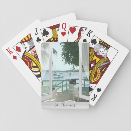 Scenic Tropical Water Boats Palm Tree Poker Cards