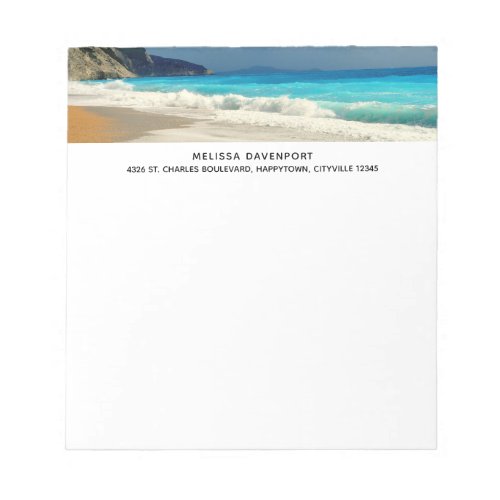 Scenic Turquoise Blue Sea Beach Photo Notepad