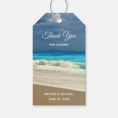 Scenic Turquoise Blue Sea Beach Photo Wedding Gift Tags