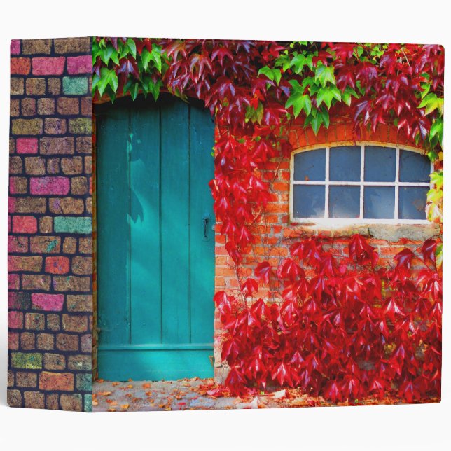 Scenic Turquoise Door with Vivid Autumn Leaves Binder (Front/Spine)