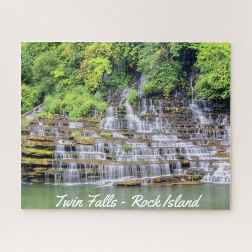 Scenic Twin Falls Rock Island Jigsaw Puzzle