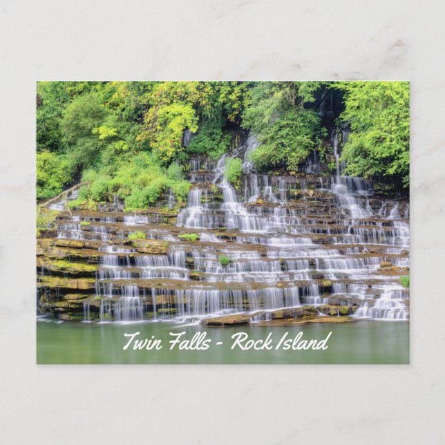 Scenic Twin Falls Rock Island Postcard (Front)