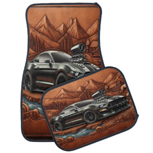 Scenic Valley with Muscle Car Elegance Floor Mat