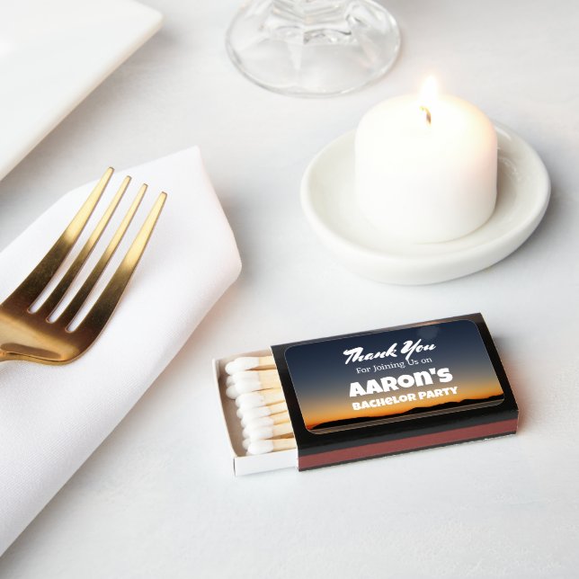 Scenic View at Night Bachelor Party Matchboxes (Insitu)