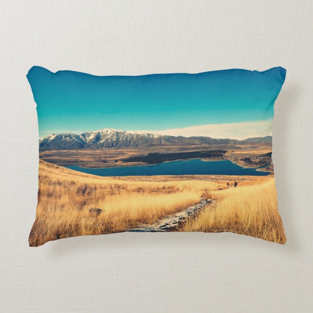 Scenic view in Mt. John summit view point,  Lake T Accent Pillow (Front)
