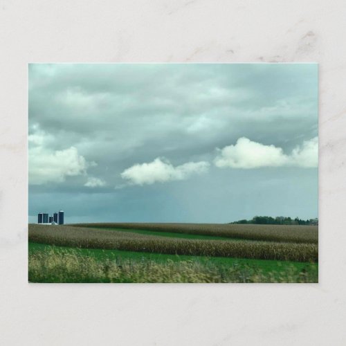 Scenic View of a Farm on a Cloudy Day Postcard