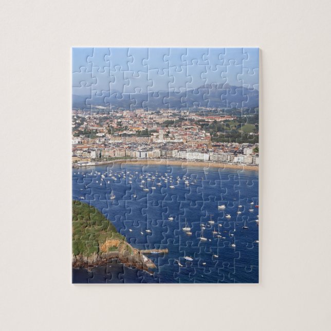 Scenic view of beautiful San Sebastian coastline Jigsaw Puzzle (Vertical)
