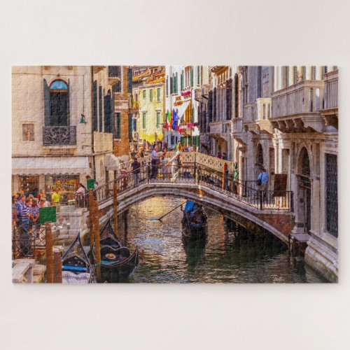 Scenic view of canal and a bridge in Venice Italy Jigsaw Puzzle