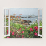 SCENIC VIEW OF GARDEN AND SEA COVE  JIGSAW PUZZLE<br><div class="desc">A lovely view of the Atlantic Ocean from the Ogunquit Art Museum. A short walk from Perkins Cove, the museum and its three acres of sculpture gardens overlook Narrow Cove and the Atlantic Ocean. This jigsaw puzzle not only provides entertainment but also is a beautiful keepsake that can be enjoyed...</div>
