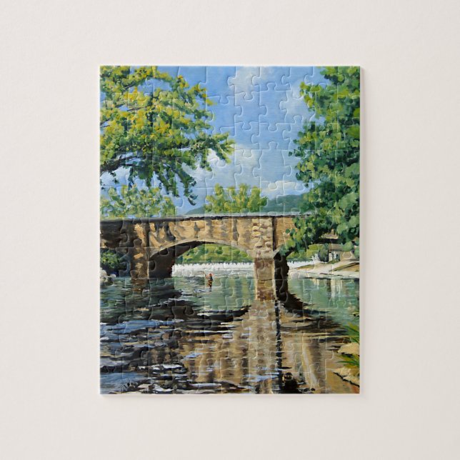 Scenic View of Missouri Trout Stream Fishing Jigsaw Puzzle (Vertical)