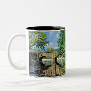 Scenic View of Missouri Trout Stream Fishing Two-Tone Coffee Mug