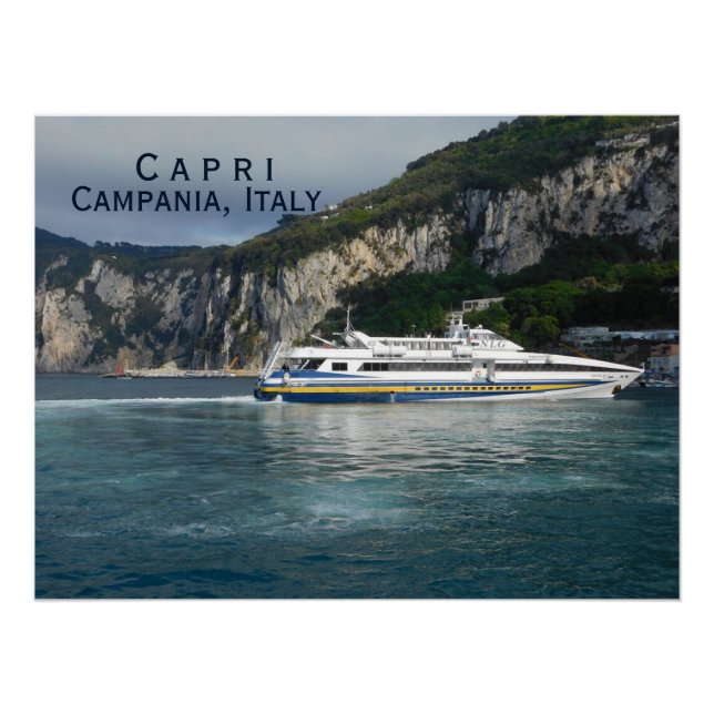 Scenic View of Passenger Boat Capri Italy Poster (Front)