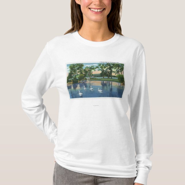 Scenic View of Swans on the Lake T-Shirt (Front)