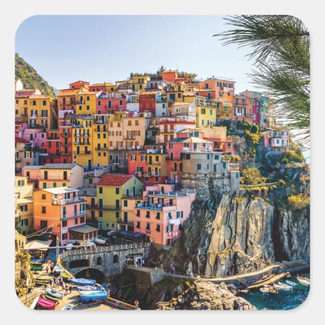 Scenic Village, Cinque Terre, Liguria, Italy   Square Sticker (Front)