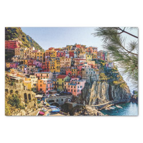 Scenic Village Cinque Terre Liguria Italy  Tissue Paper