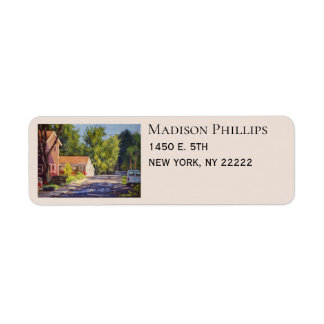 Scenic Village Street Scene  Label