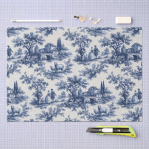 Scenic Vintage French Countryside Toile De Jouy Tissue Paper