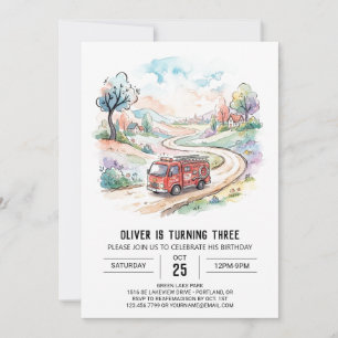 Scenic Vintage Truck Birthday Invitation