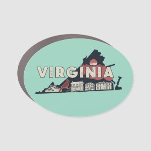 Scenic Virginia Retro Silhouette  Car Magnet
