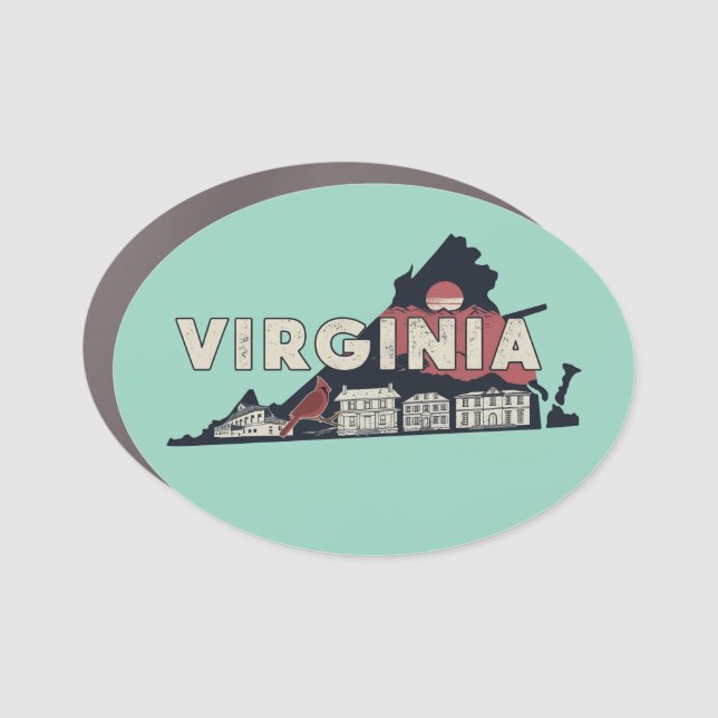 Scenic Virginia Retro Silhouette  Car Magnet (Front)